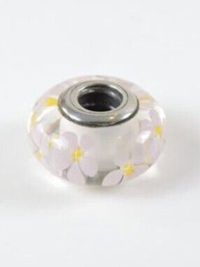 Pandora Sterling Silver Field of Daisies Flowers Murano Glass Charm
